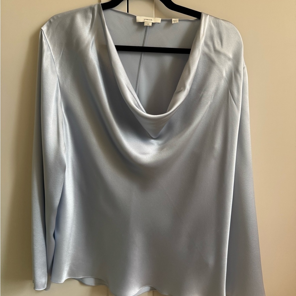 100% Silk Cowl Neck Blouse - Vince - L - Picture 2 of 3